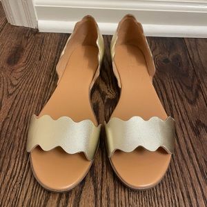 Jcrew gold slip on sandals, size 8.5.